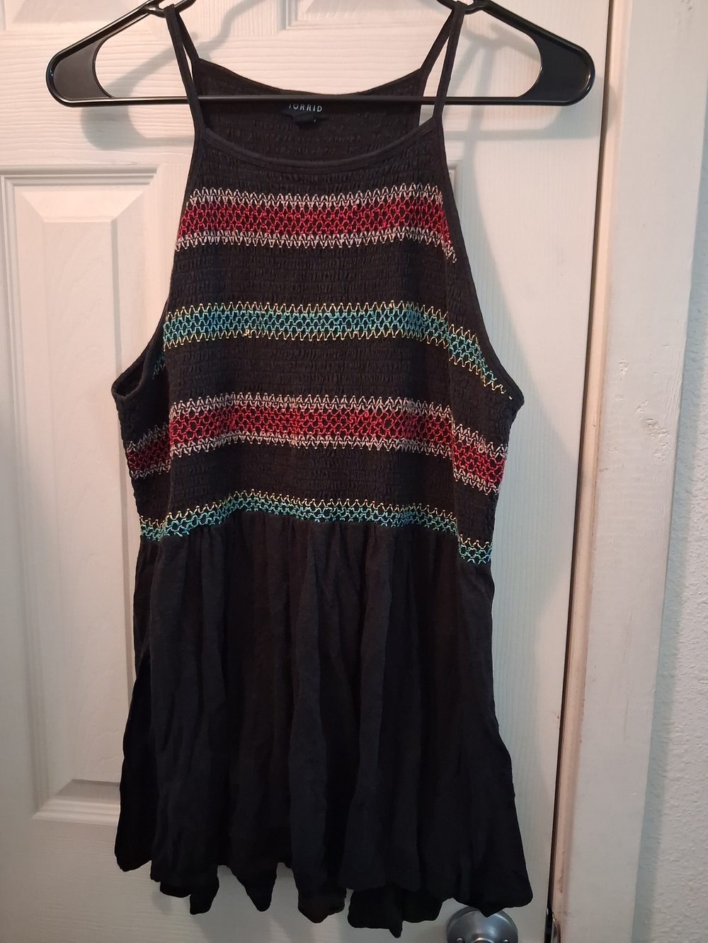Torrid Black Striped Knit Halter Top